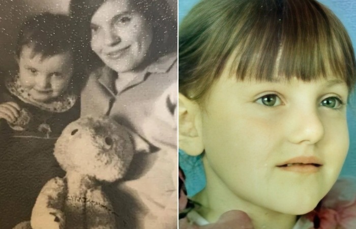 Инга Оболдина в детстве с мамой.