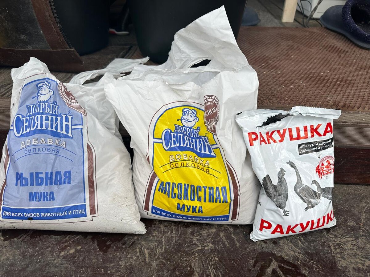 Все это продается в магазинах комбикормов. Фото автора.