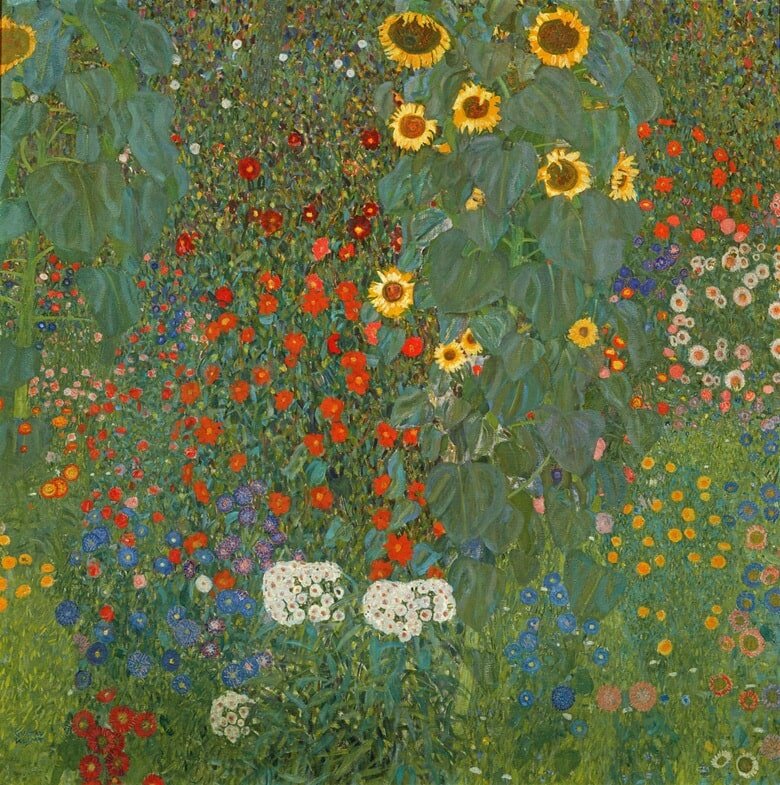 Gustav Klimt, Farm Garden with Sunflowers, 1905-1906. Osterreichische Galerie Belvedere, Vienna, Austria.  Artothek / Bridgeman Images