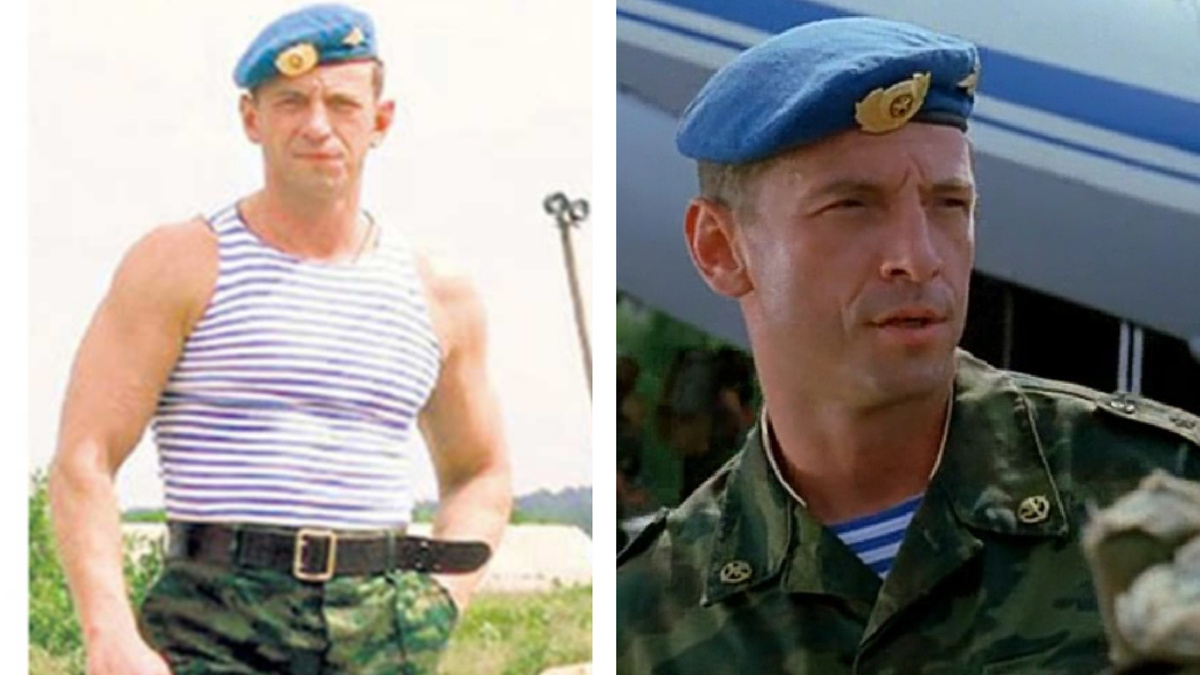 Максим Дрозд в армии, справа - кадр из фильма